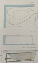 אמבטיה פינתית אקרילי 178X105 ס"מ