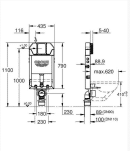 אסלה תלויה לבן + מיכל סמוי GROHE + לחצן