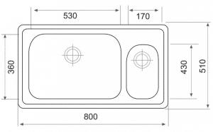 שרטוט כיור מטבח קליפורניה
