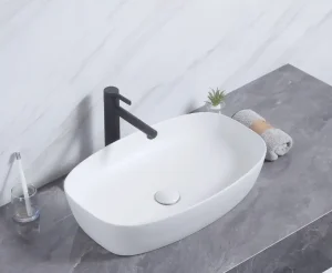 כיור אמבטיה חרס מונח דגם איילה לבן מבריק רוחב 60 | עומק 39