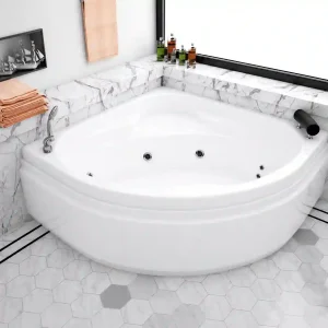 אמבטיה פינתית אקרילית במידה 140x140 ס"מ מבית מקינה עם משטח נגד החלקה