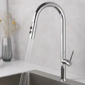 ברז מטבח נשלף זאוס ניקל מבריק