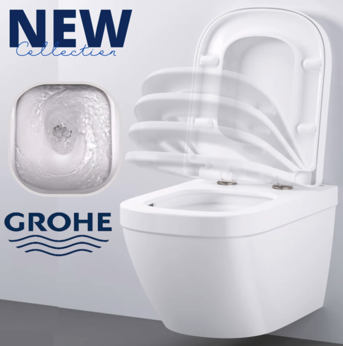 אסלה תלויה טורנדו 54 ס"מ GROHE-EURO לבן מבריק – תמונה 5